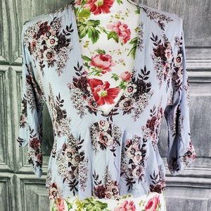 Free people blue Floral v neck crop top (L)